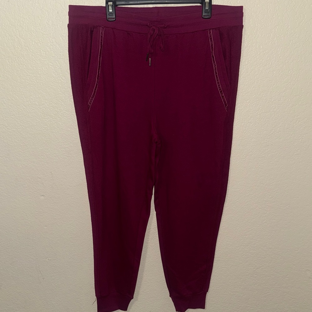 Time and Tru Terry Trim “Raspberry” Track/Jogger Pants - Picture 3 of 9
